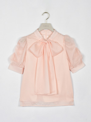 ギャザーパフリボンブラウス