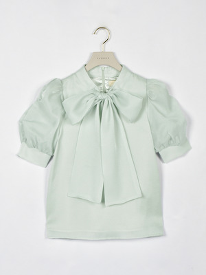 ギャザーパフリボンブラウス