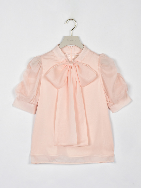 ギャザーパフリボンブラウス 詳細画像 ピンク 1