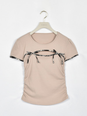 カットアウトリボンリブトップス