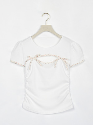 カットアウトリボンリブトップス