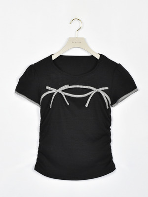 カットアウトリボンリブトップス