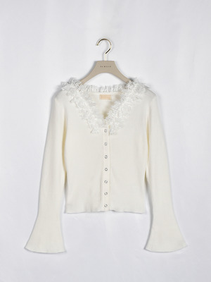 ボリュームレースリブニット