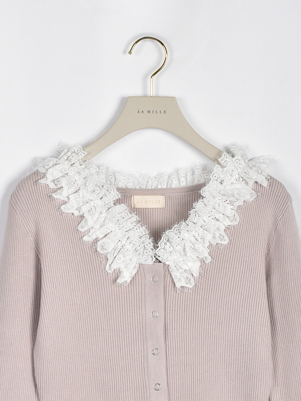 ボリュームレースリブニット 詳細画像 ピンク 16