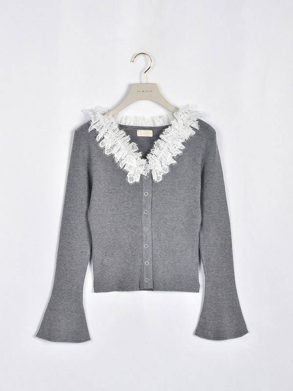 ボリュームレースリブニット 詳細画像 チャコール 1