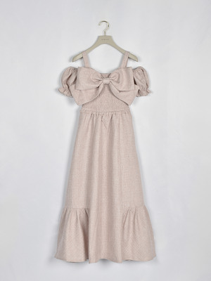 ビッグリボンオフショルワンピース