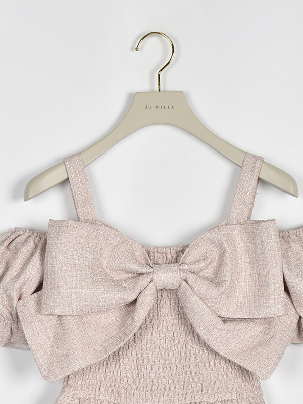 ビッグリボンオフショルワンピース 詳細画像 ツイード 16