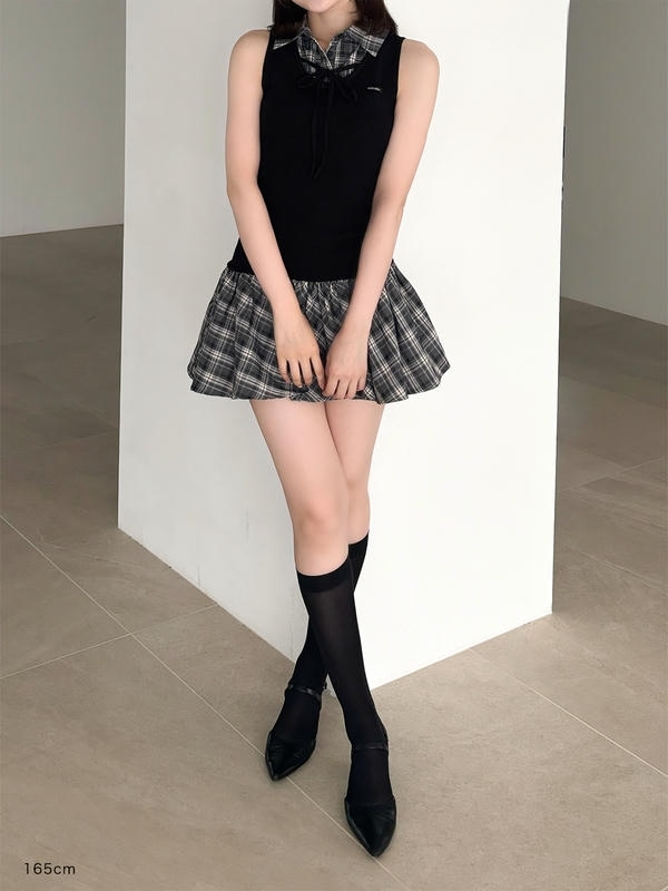 ドッキングチェックニットワンピース｜evelyn（エブリン）公式通販サイト