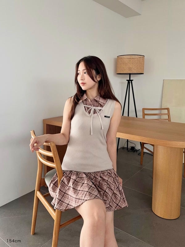 ドッキングチェックニットワンピース｜evelyn（エブリン）公式通販サイト