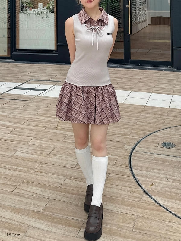 ドッキングチェックニットワンピース｜evelyn（エブリン）公式通販サイト
