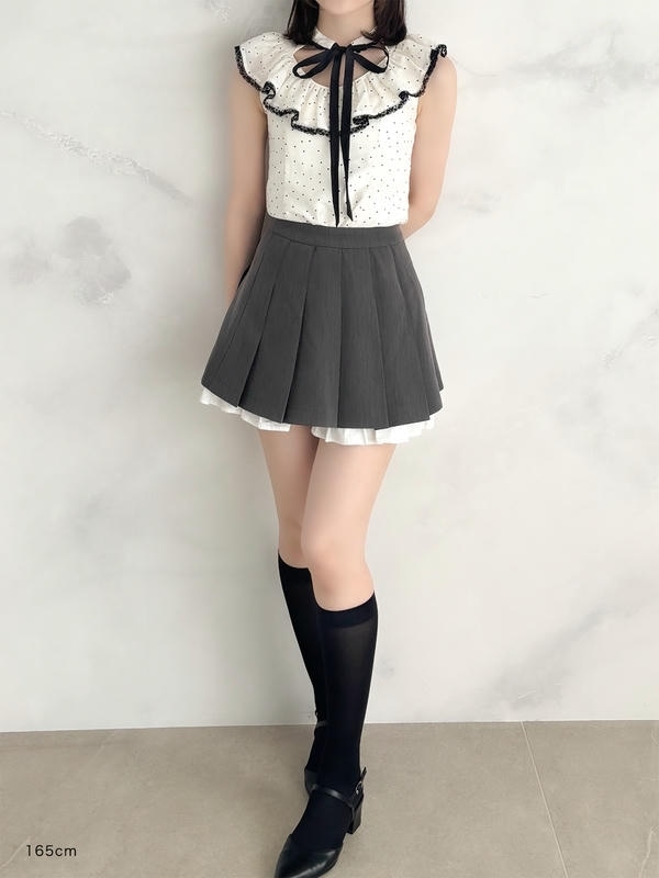 プリーツフリルミニスカート 詳細画像 ベージュ 16