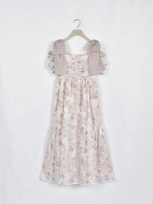 リボンオフショルフラワーワンピース