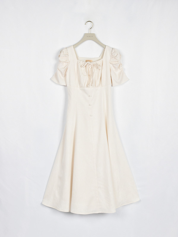 バストギャザーレディワンピース 詳細画像 オフホワイト 1