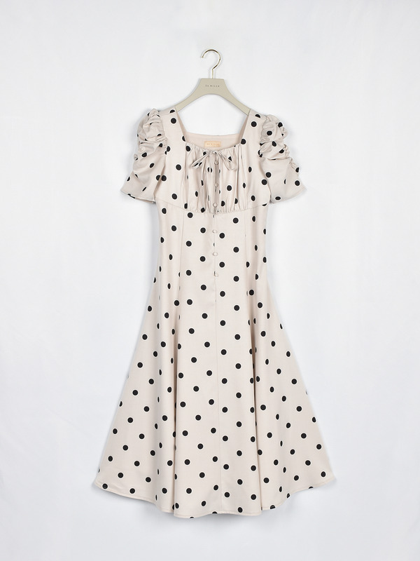 バストギャザーレディワンピース 詳細画像 ドット 1