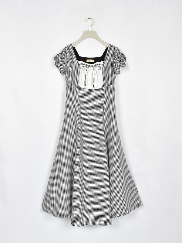 バストギャザー切替ワンピース 詳細画像 ギンガム 1