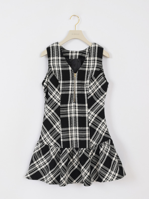 チェックツイードミニワンピース 詳細画像 ブラック 1