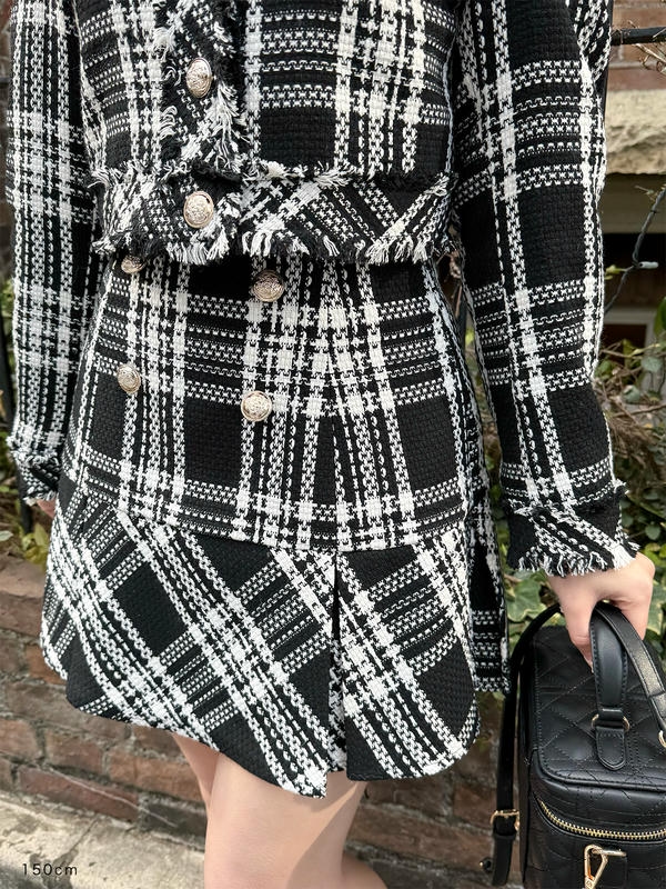 チェックツイードタックスカート 詳細画像 オフホワイト 16