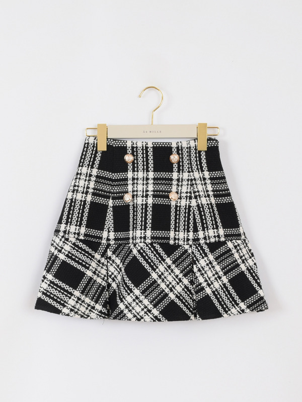 チェックツイードタックスカート 詳細画像 ブラック 1