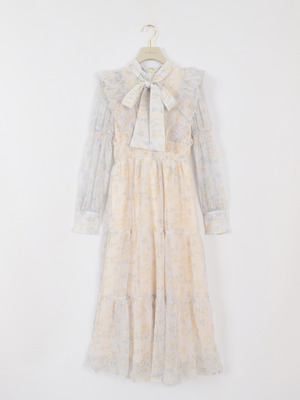 パフスリーブフラワーワンピース