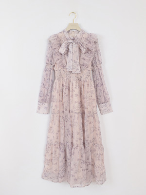 パフスリーブフラワーワンピース