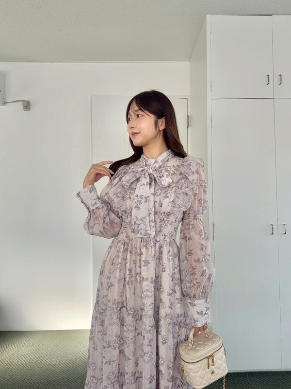 パフスリーブフラワーワンピース 詳細画像 ピンク 16