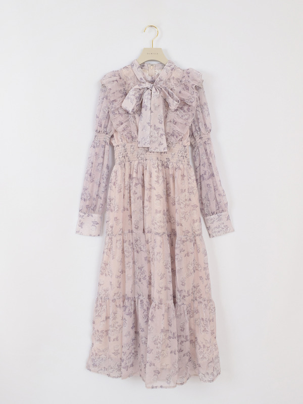 パフスリーブフラワーワンピース 詳細画像 ピンク 1