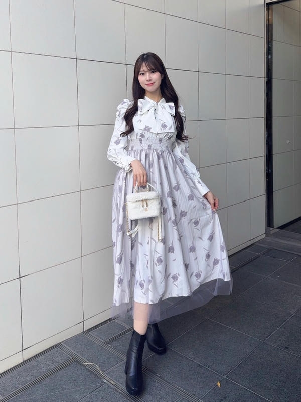 フラワーチュールフレアワンピース 詳細画像 ブラック 1