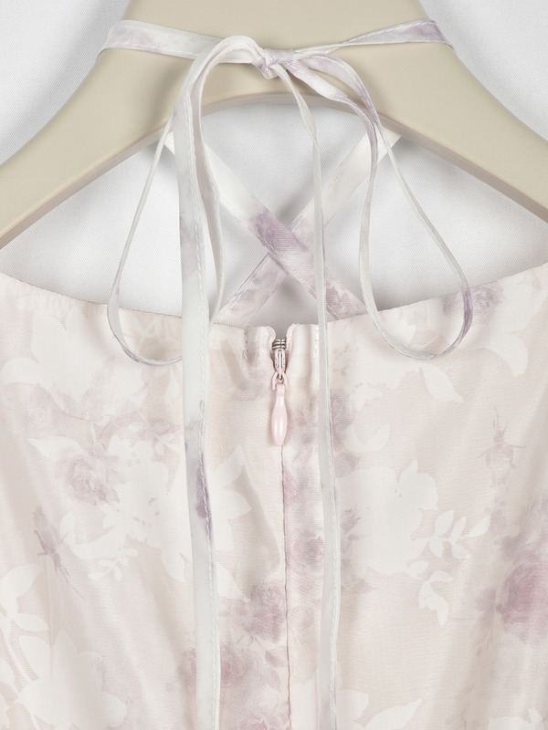 ギャザーリボンフラワーシャーリングワンピース 詳細画像 ブルー 16