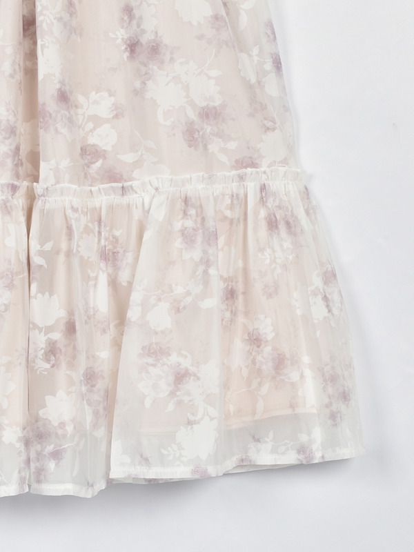 ギャザーリボンフラワーシャーリングワンピース 詳細画像 ブルー 16