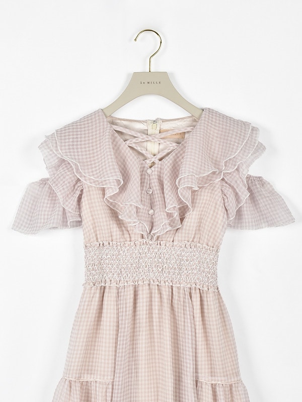 ギンガムフリルオフショルワンピース 詳細画像 ブラック 16