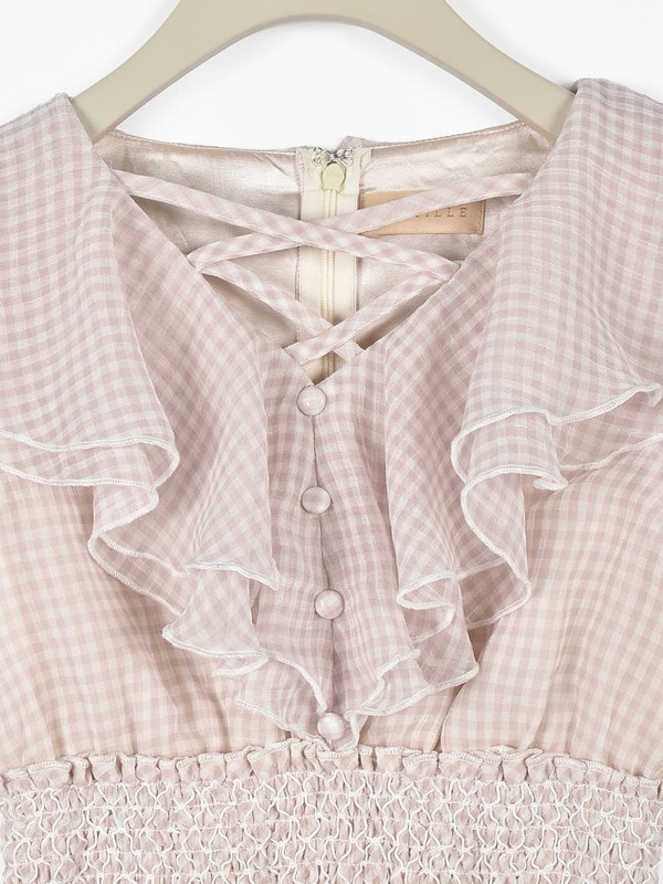 ギンガムフリルオフショルワンピース 詳細画像 ブラック 16