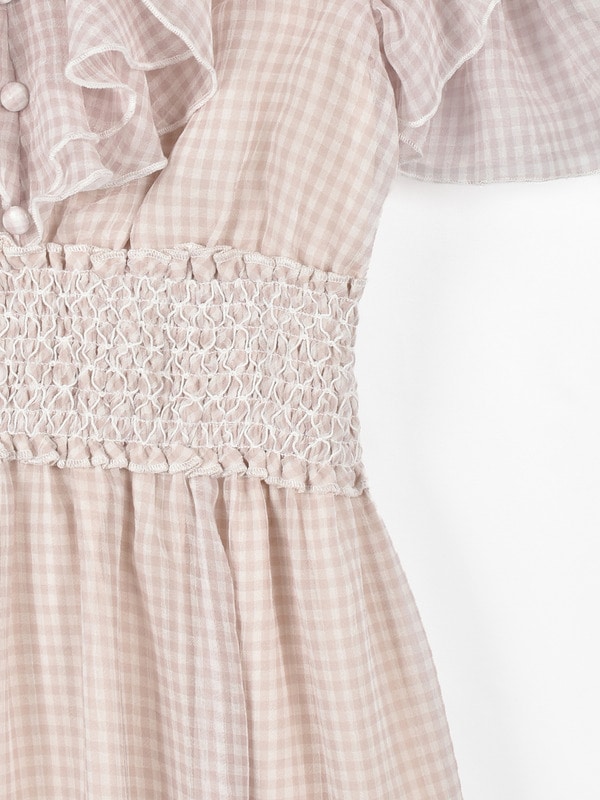 ギンガムフリルオフショルワンピース 詳細画像 ブラック 16