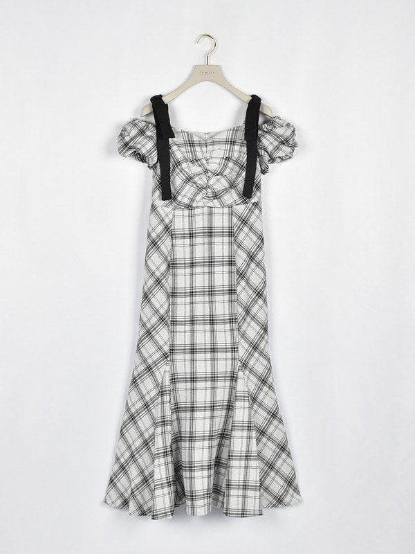 リボンオフショルカットワンピース 詳細画像 オフホワイト 1