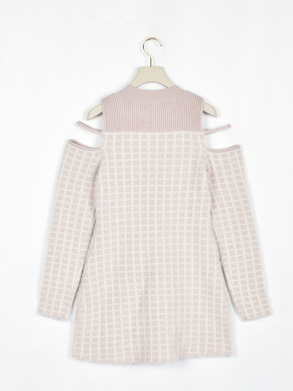 ポンポンシャギーニットワンピース 詳細画像 チャコール 16