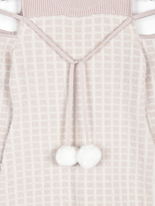 ポンポンシャギーニットワンピース 詳細画像 チャコール 16