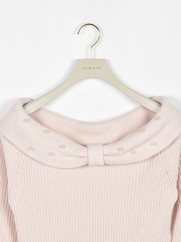 リボンパールオフショルニット 詳細画像 オフホワイト 16