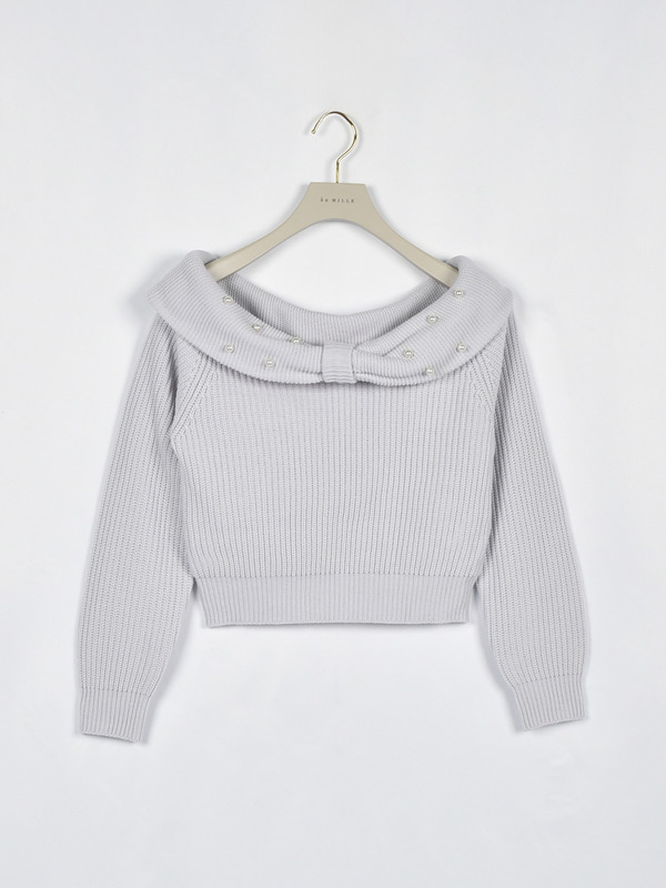 リボンパールオフショルニット 詳細画像 オフホワイト 16