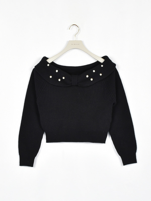 リボンパールオフショルニット 詳細画像 オフホワイト 16