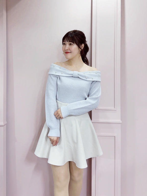 リボンパールオフショルニット 詳細画像 アイスグレイ 1