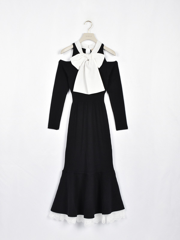 ヘムレースマーメイドニットワンピース 詳細画像 ブラック 1