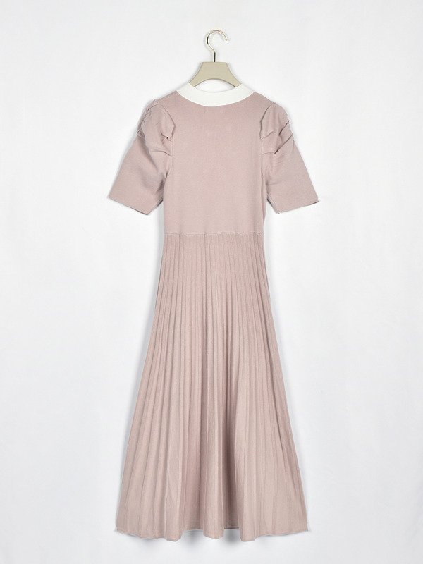 バイカラーフレアニットワンピース 詳細画像 ブラック 16