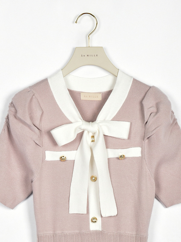 バイカラーフレアニットワンピース 詳細画像 ブラック 16