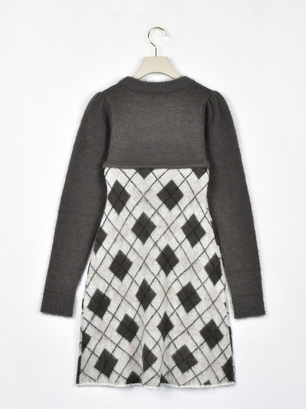 アーガイルドッキングワンピース 詳細画像 ブラック 16