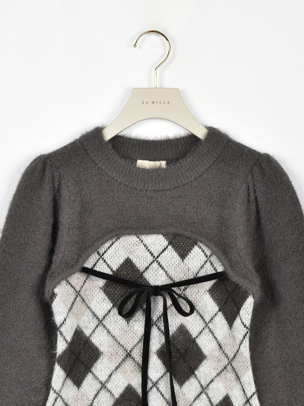 アーガイルドッキングワンピース 詳細画像 ブラック 16