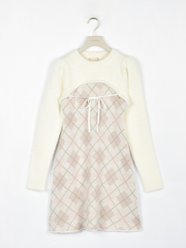 アーガイルドッキングワンピース 詳細画像 オフホワイト 1