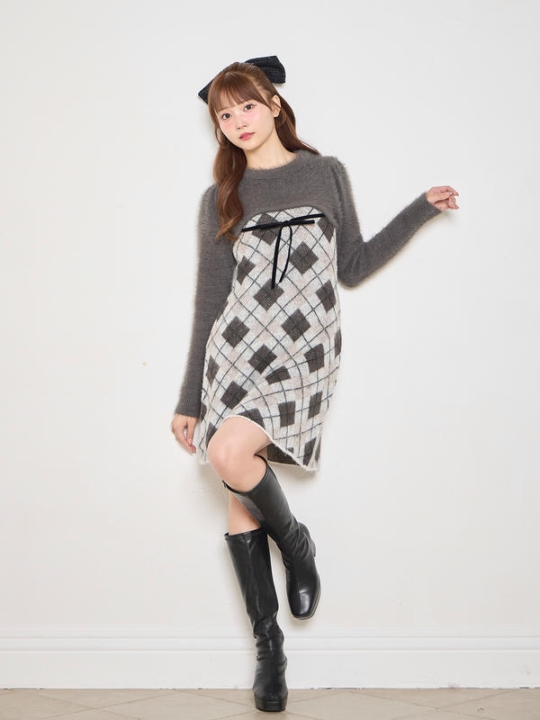 アーガイルドッキングワンピース 詳細画像 ブラック 1