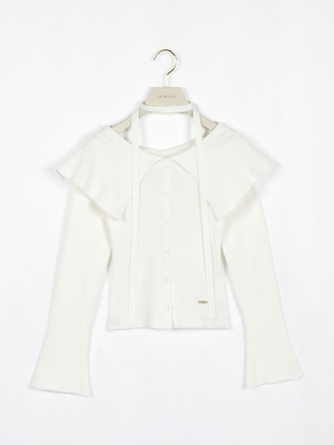 大襟リボンニット