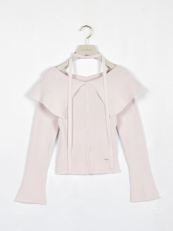 大襟リボンニット 詳細画像 ピンク 1