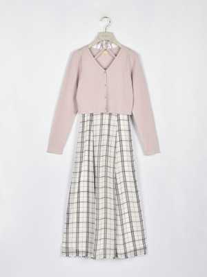 カーデセットドッキングワンピース