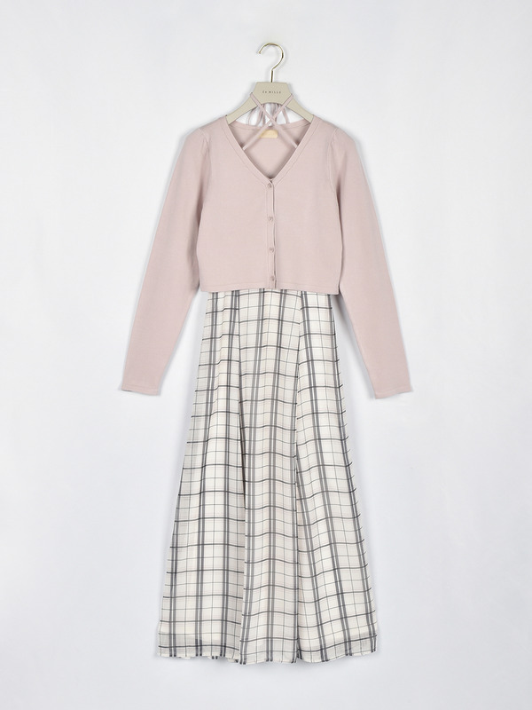 カーデセットドッキングワンピース 詳細画像 ピンク 1